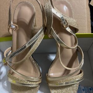 SHEIN Glittery Gold Strappy Heels